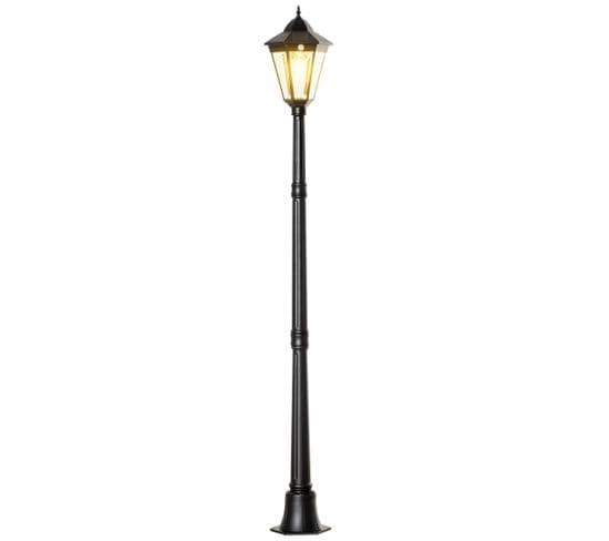 Lampadaire Lanterne Led Jardin - Capteur, Réglable - H. 1,96 M - Alu Noir