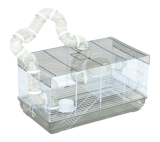 Cage Rongeur Hamster - Poignée, Accessoires - Gris Blanc