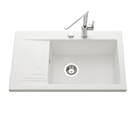 Evier Granit Blanc Kumbad Pepino 1 Bac Egouttoir Gauche Evier But