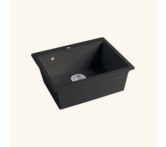 Évier Céramique Noir Brillant Felix 1 Bac 600x510 Mm - Sans Vidage