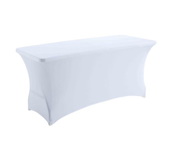 Housse Élastique Stretch Blanc Pour Table Pliante Hpde 180x75x74cm