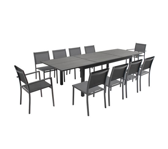 Ensemble Table De Jardin Extensible Et 10 Assises Aluminium/polywood