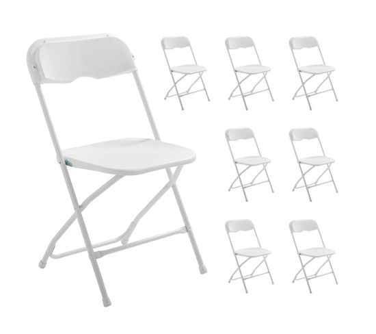 Chaise Pliante Blanc - Lot De 8
