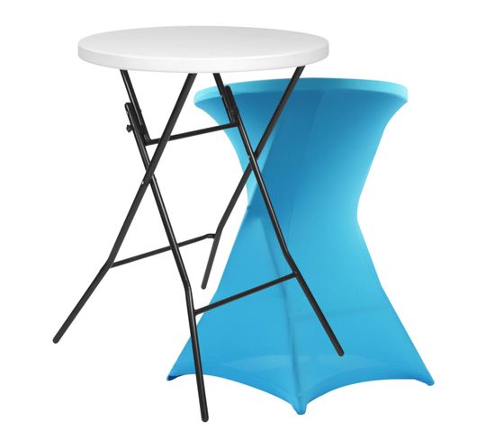 Table Haute Pliante Et Housse Bleue