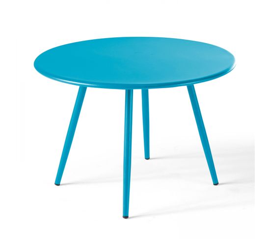 Palavas - Table Basse De Jardin Ronde En Métal Bleu 50 Cm