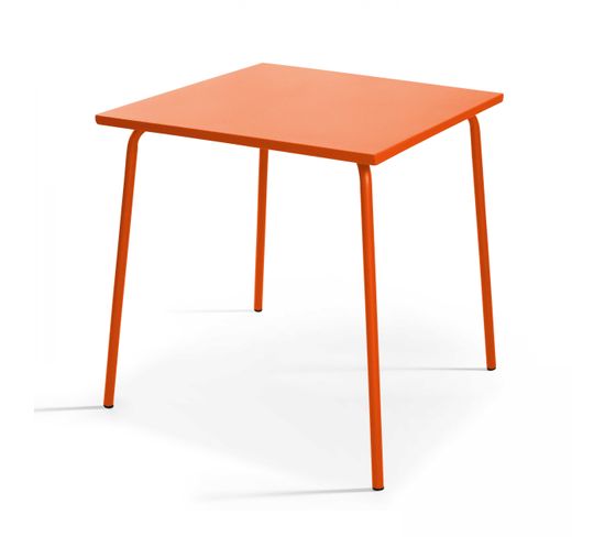 Palavas - Table De Jardin Carrée En Métal Orange