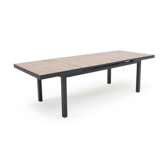 Tivoli - Table Extensible Aluminium Et Céramique Imitation Bois