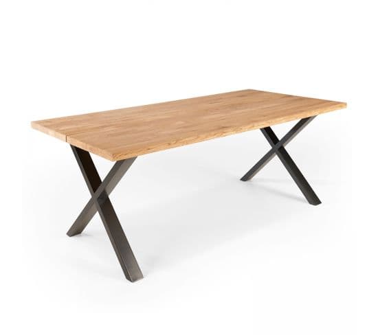 Table En Chêne Rectangulaire Avec Piètement Croisé Noir - 160 x 95