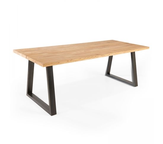 Table En Bois Rectangulaire Avec Piètement En Forme De Trapèze Noir - 200 x 95 cm