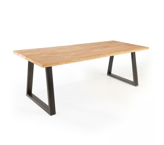 Table En Bois Rectangulaire Avec Piètement En Forme De Trapèze Noir - 240 x 95 cm