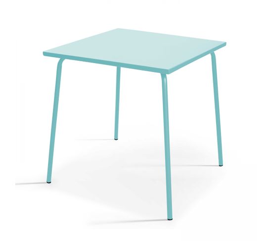 Palavas - Table De Jardin Carrée En Métal Turquoise 70cm