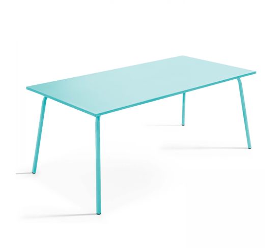 Palavas - Table De Jardin Rectangulaire En Métal Turquoise 180 Cm