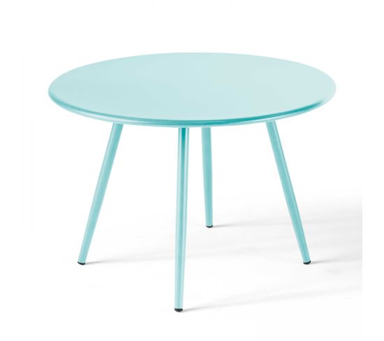 Palavas - Table Basse De Jardin Ronde En Métal Turquoise 40 Cm