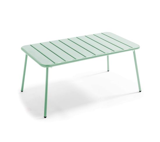 Palavas - Table Basse De Jardin Acier Vert Sauge 90 X 50 Cm