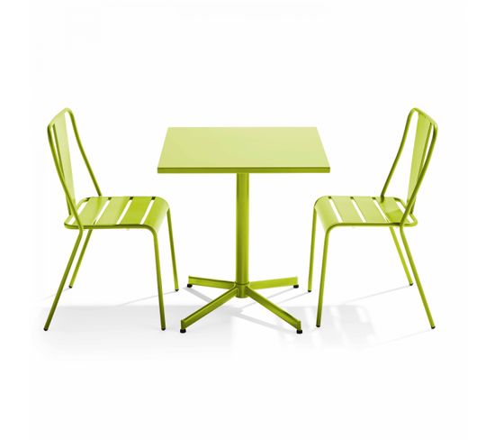 Palavas - Ensemble Table Inclinable De Jardin Et 2 Chaises Vert