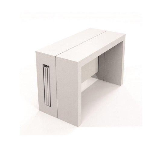 Table Console Extensible 10 Couverts Topaz 120 Cm Chêne Blanc Avec Allonges Intégrées
