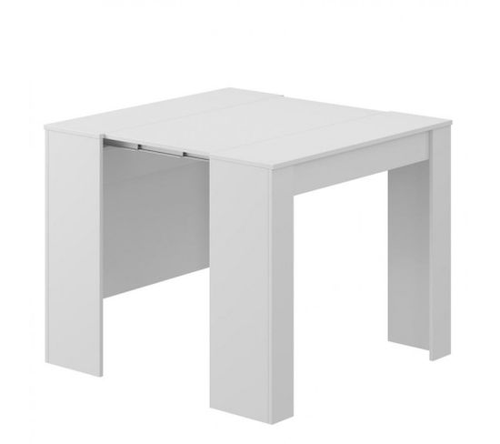 Table Console Extensible Gandia Blanc Brillant Jusqu'à 10 Couverts Avec Allonges Intégrées