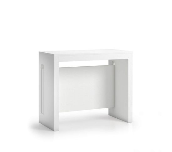 Table Console Extensible 8 Couverts Topaz 90 Cm Blanc Avec Allonges Intégrées