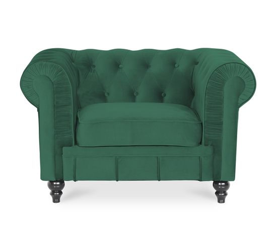 Fauteuil Chesterfield Velours Altesse Vert