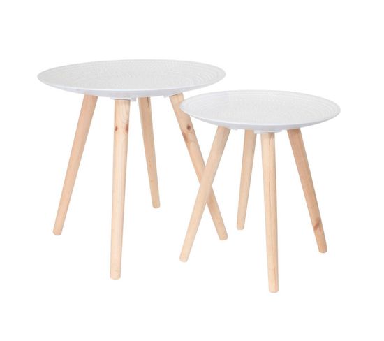 Tables Gigognes Blanches Motif Gouttelettes - Tania