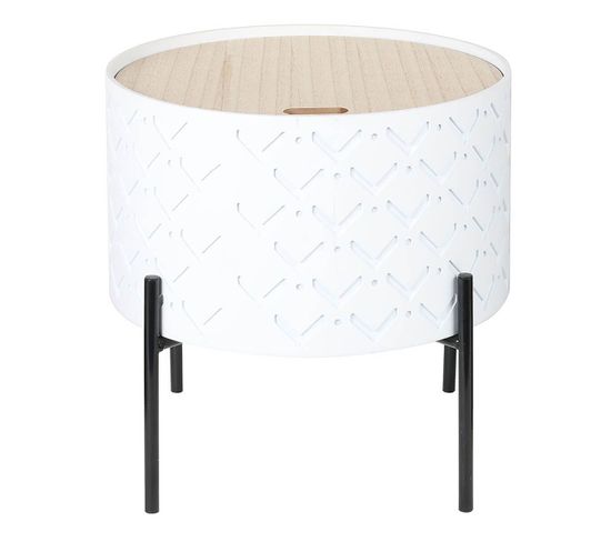 Table D'appoint Ronde Blanche Avec Coffre - Corally