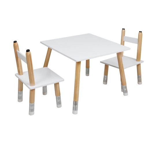 Ensemble Table Et 2 Chaises Enfant Base Crayons - Lapis