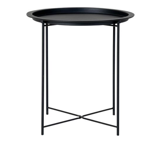 Table D'appoint Ronde Ø47cm Acier Noir - Valinco