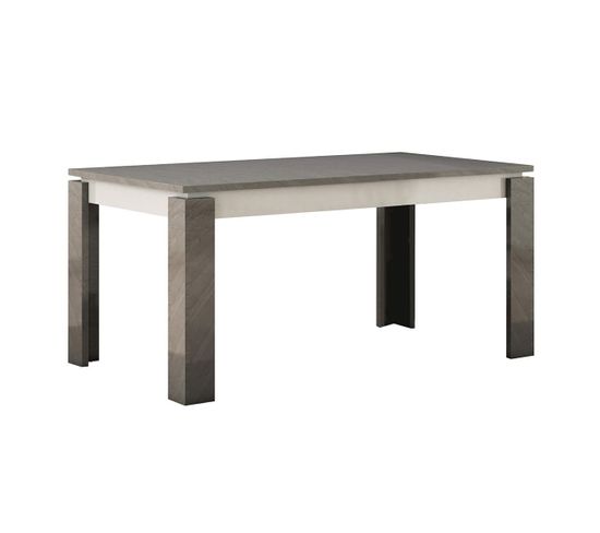 Table Allongeable 160-200cm Décor Bois Gris Veiné Et Beige - Gondor