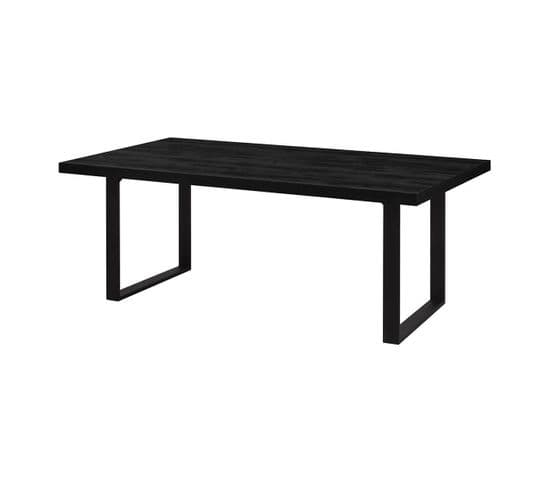 Table Rectangulaire 170cm Aspect Bois Noir Piètement U Métal Noir - Nox