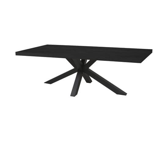 Table Rectangulaire 170cm Aspect Bois Noir Piètement Etoile Métal Noir - Nox