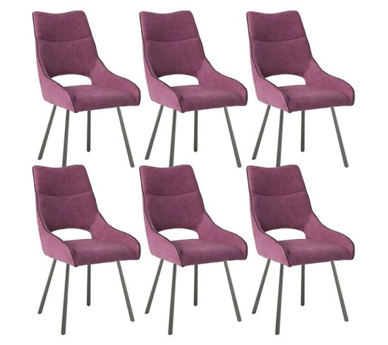Lot De 6 Chaises Tissu Coloris Violet - Amado