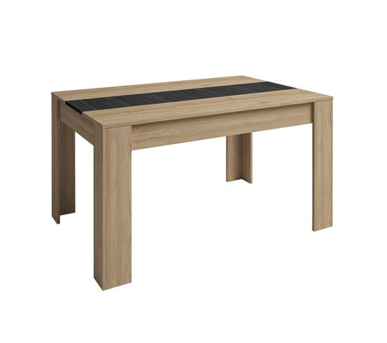 Table Allongeable 160-220cm Effet Chêne Naturel Et Noir - Pinia