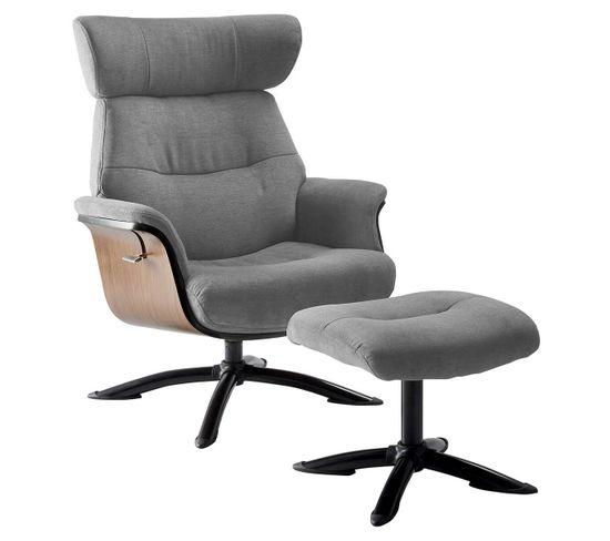 Fauteuil Inclinable + Repose-pieds Gris - Obanos