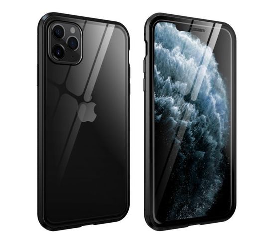 Coque Avant Arrière Pour Apple iPhone 11 Pro Max Bords Noirs Métallique