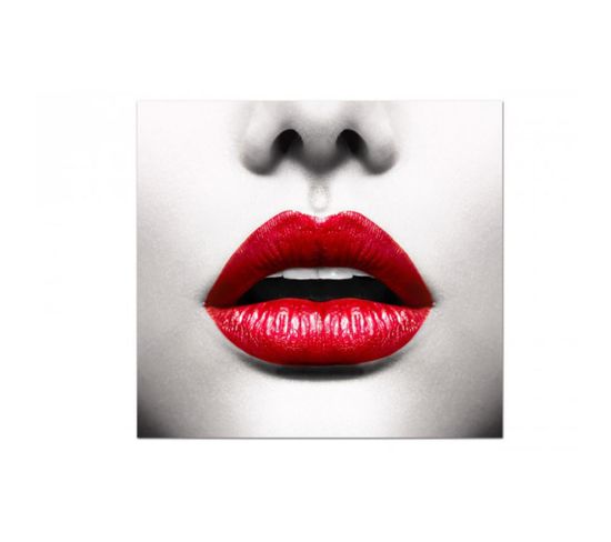 Tableau Pop Visage De Femme Avec Bouche Rouge 50x50