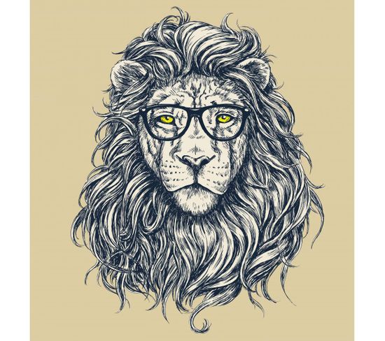 Tableau Animal Hipster Lion Hipster 50x50