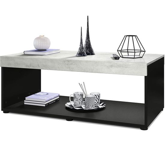 Table Basse Noir Et  Béton (lxhxp): 104 X 40,5 X 58