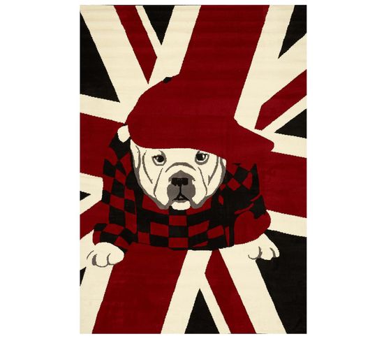 200x290 Tapis Enfant Rectangulaire London Dog Rouge