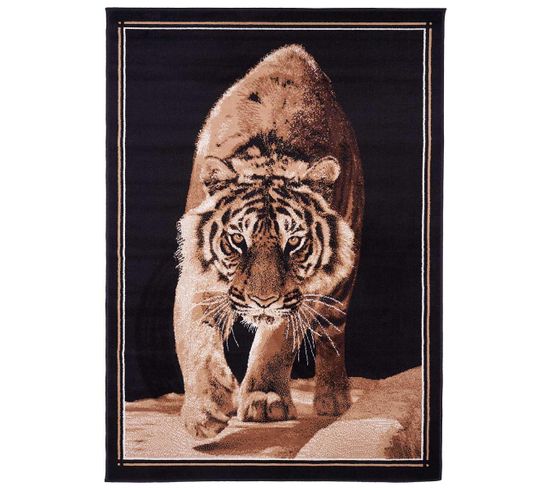 120x170 Tapis Moderne Rectangulaire Bc Tiger Noir