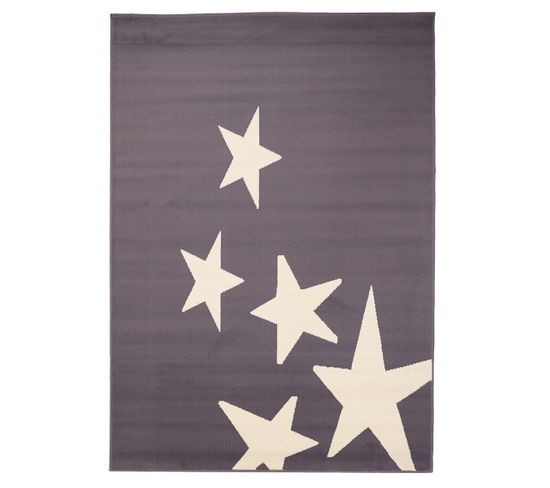 80x150 Tapis Moderne Rectangulaire Estrellas Gris