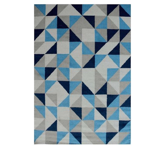 80x150 Tapis De Salon Rectangulaire Scandivian Bleu