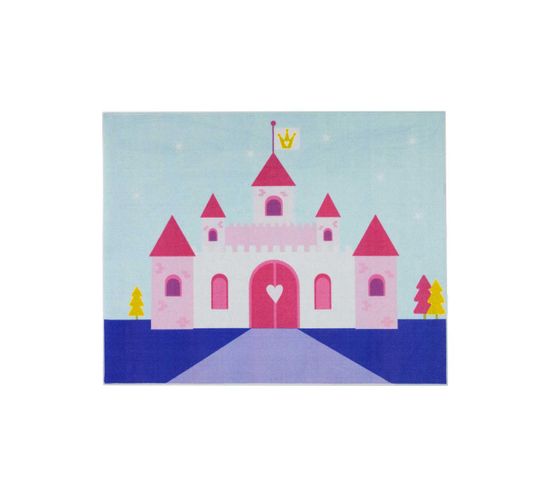 95x125 Tapis Enfant Rectangulaire Little Princess Castle Md Rose