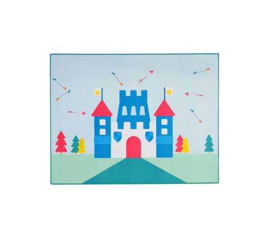 Tapis Enfant 95x125 Little Prince Castle Md Bleu
