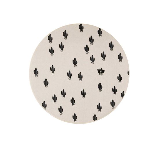 90x90 Rond Tapis Enfant Rond Prickly One Md Blanc