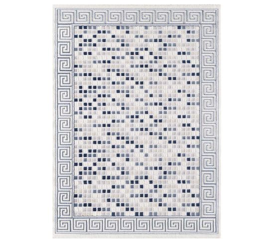 120x160 Tapis Moderne Rectangulaire Khy Berim Bleu