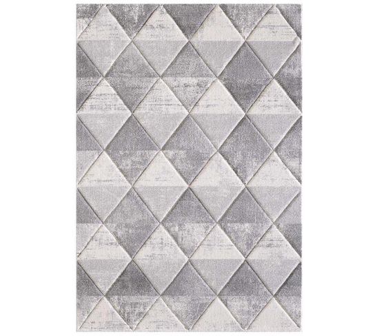 80x150 Tapis Moderne Rectangulaire Kla Atmos Gris, Blanc