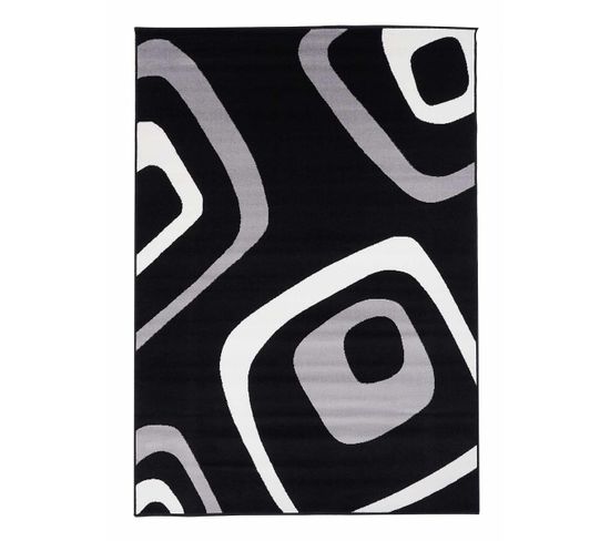 80x150 Tapis Design Et Moderne Rectangulaire Af Septoc Noir