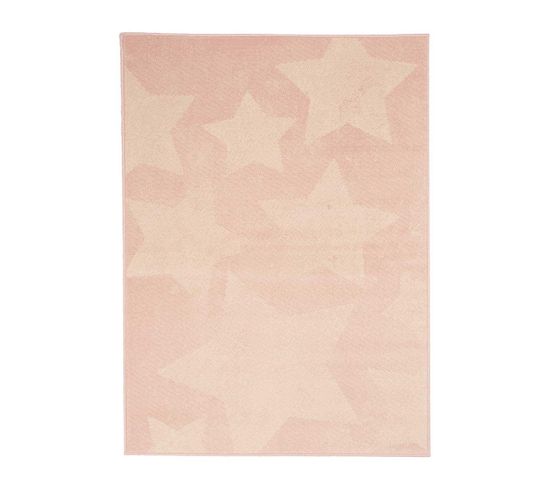 60x110 Tapis Enfant Rectangulaire Af Multistars Rose, Crème