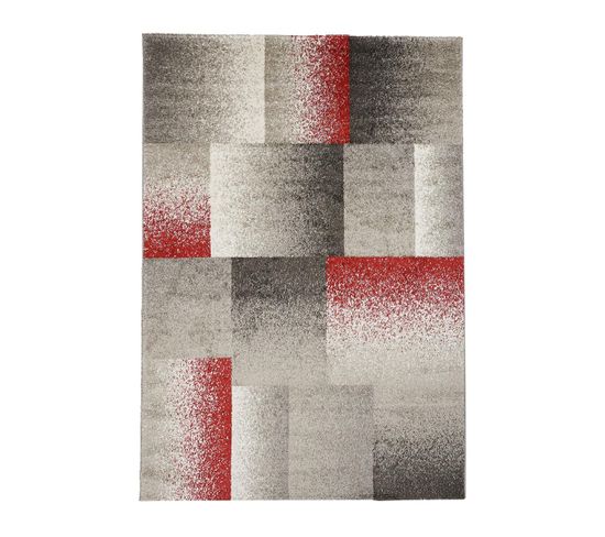 120x170 Tapis Moderne Rectangulaire Derby Gris, Beige, Rouge