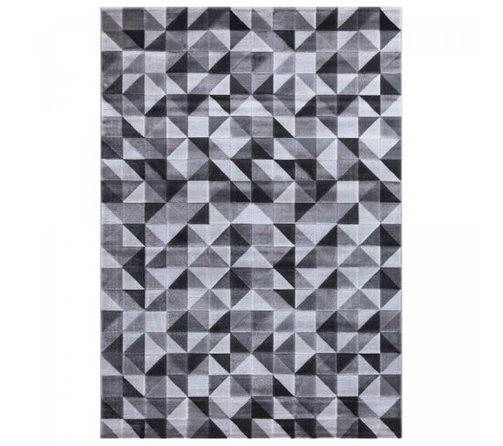 80x150 Tapis Design Rectangulaire Mykoriangle Kj Gris, Noir, Blanc